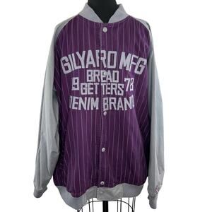 VINTAGE Gilyard MFG Denim Brand Purple Stripe Vintage Snap Up Varsity Jacket 3XL